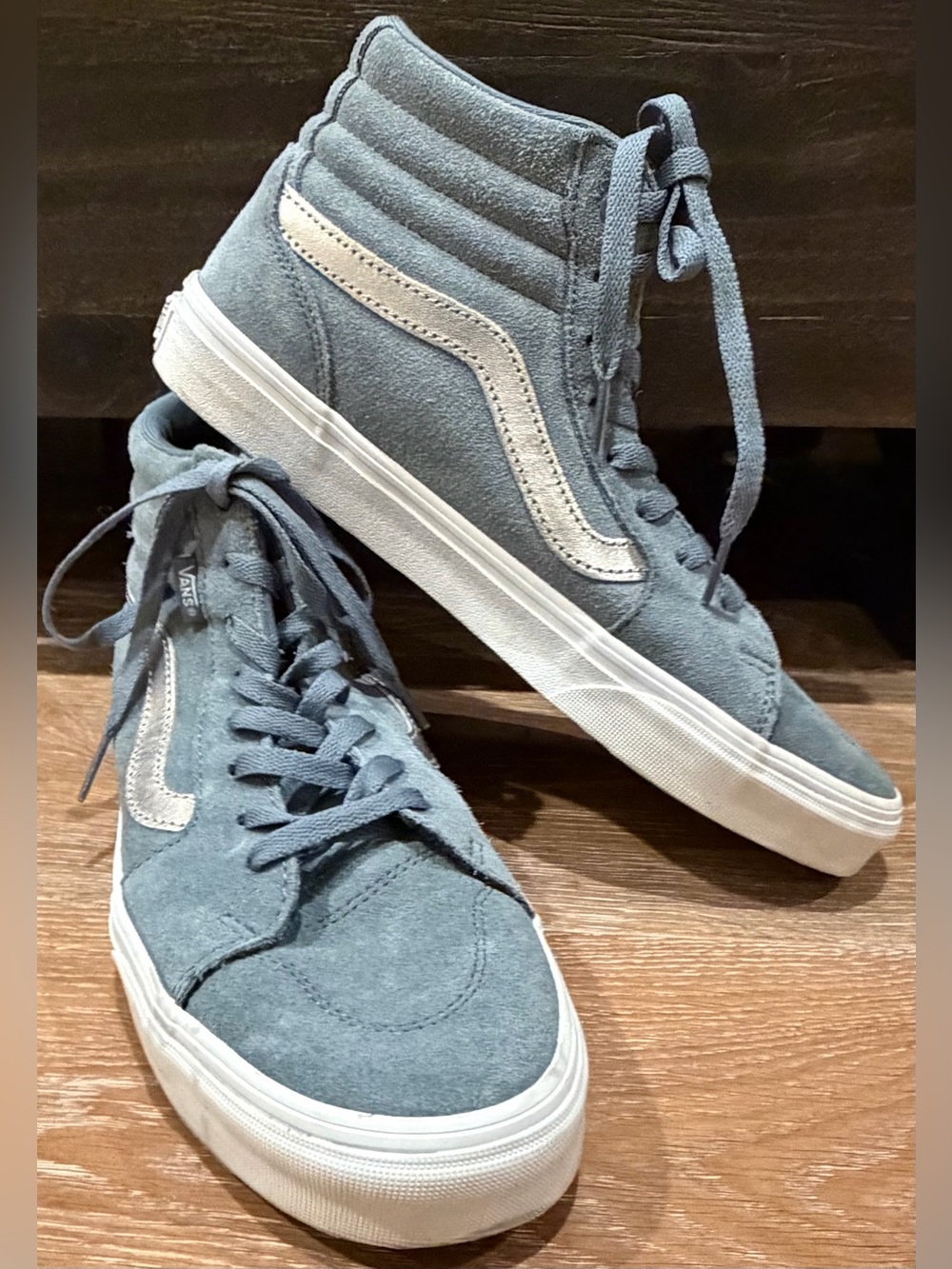 VANS Filmore Hi Suede High-Top Sneakers Women’s Sz10 Blue Silver Metallic